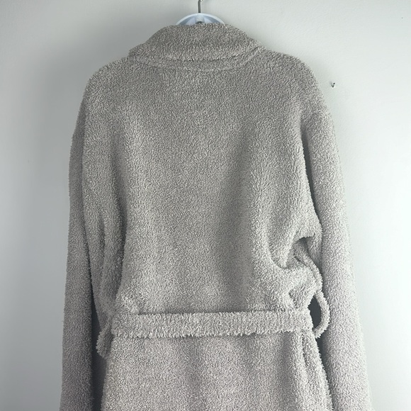 Barefoot Dreams Unisex Cozychic Robe Size 2 Gray Pockets Collar Cozy Loungewear - Picture 12 of 16